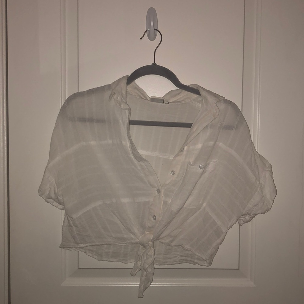 White cropped tie top